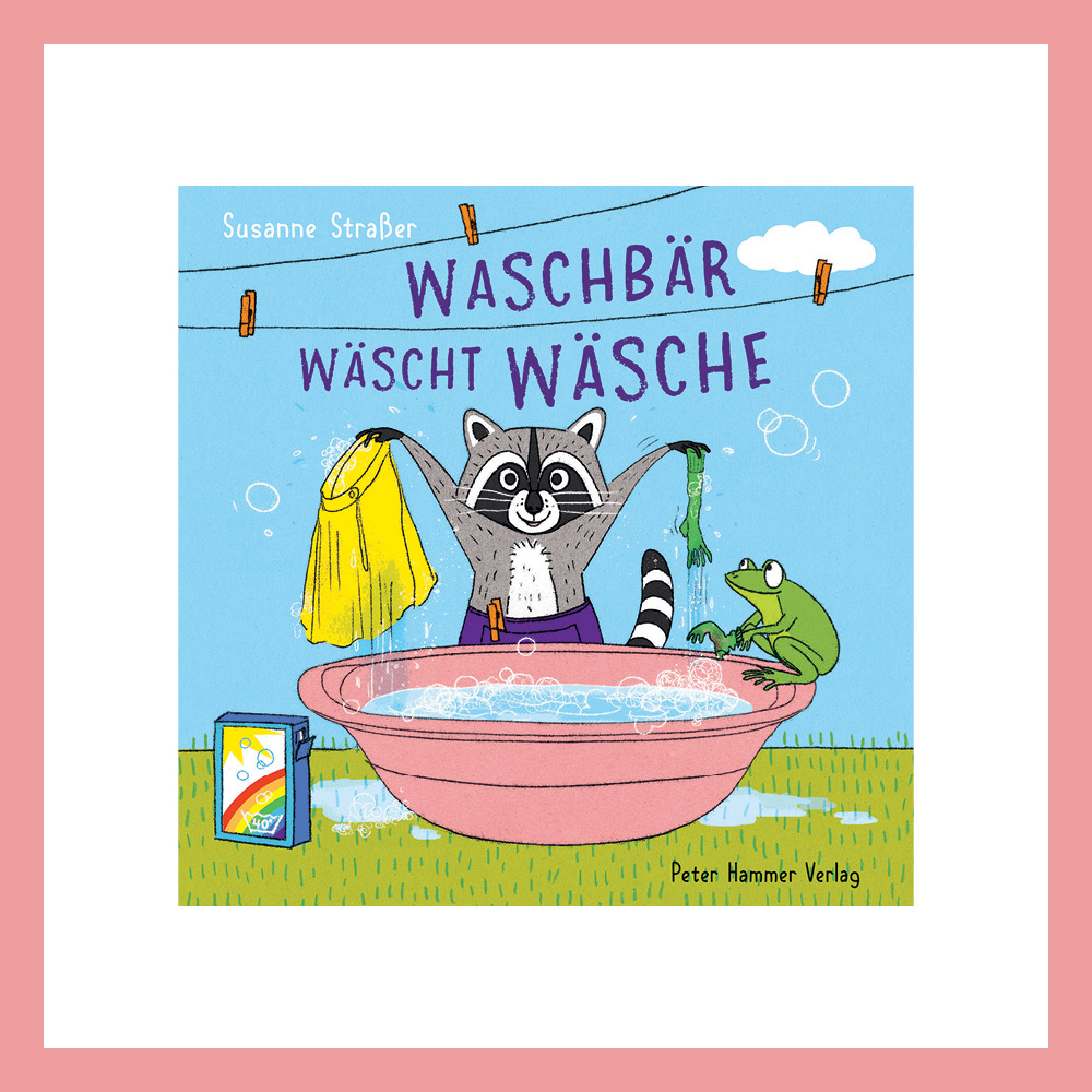 Waschbär wäscht Wäsche